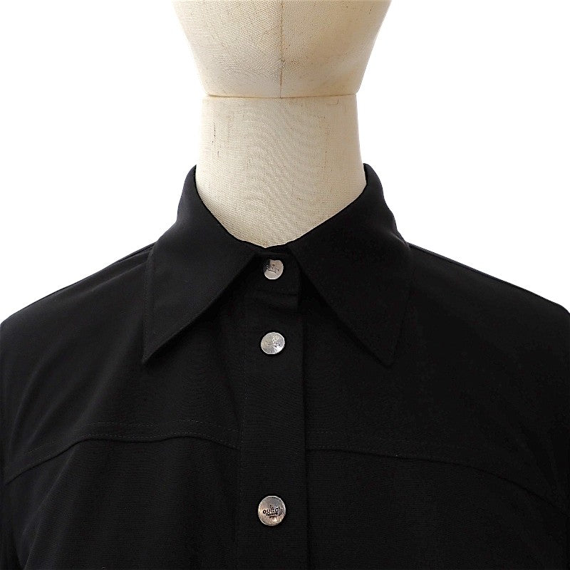 グッチ GUCCI シャツブラウス 40 長袖シャツ ウール ナイロン ブラック 黒 シルバー金具 レディース【中古】【ABランク】