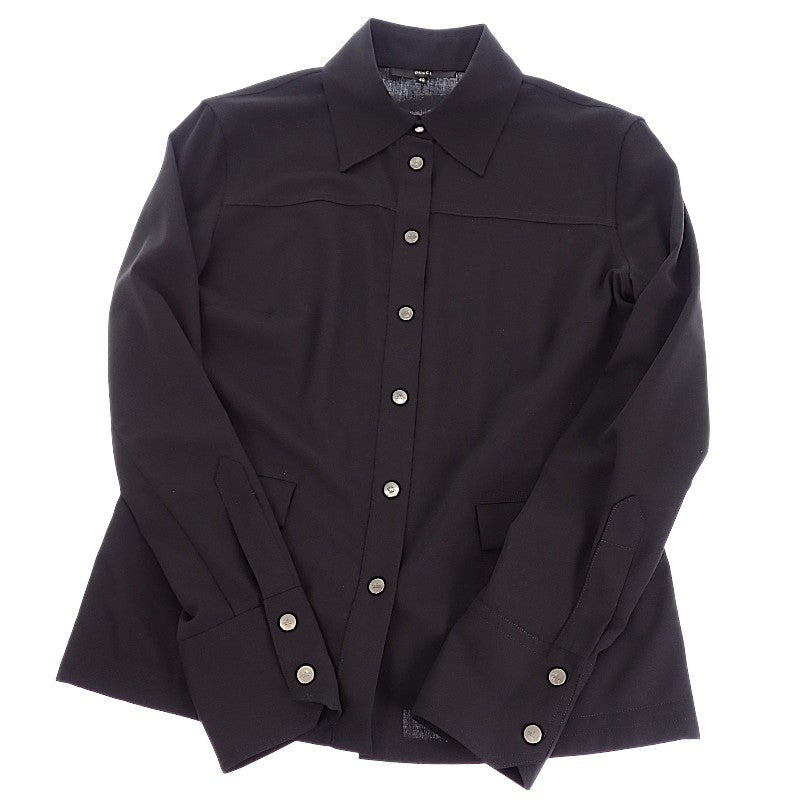 グッチ GUCCI シャツブラウス 40 長袖シャツ ウール ナイロン ブラック 黒 シルバー金具 レディース【中古】【ABランク】