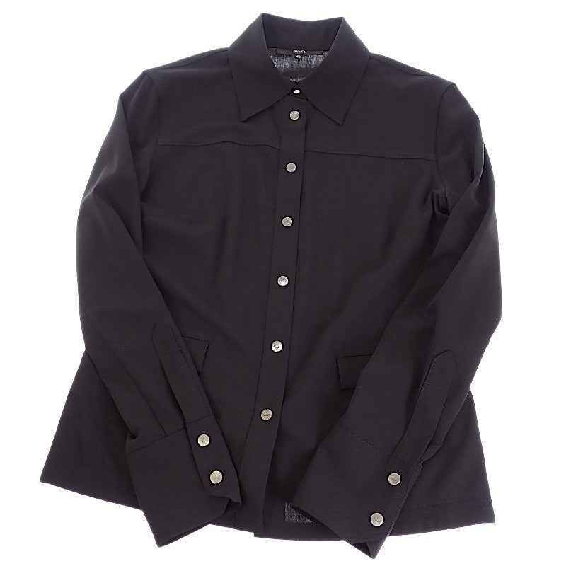 グッチ GUCCI シャツブラウス 40 長袖シャツ ウール ナイロン ブラック 黒 シルバー金具 レディース【中古】【ABランク】