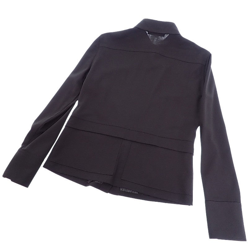 グッチ GUCCI シャツブラウス 40 長袖シャツ ウール ナイロン ブラック 黒 シルバー金具 レディース【中古】【ABランク】