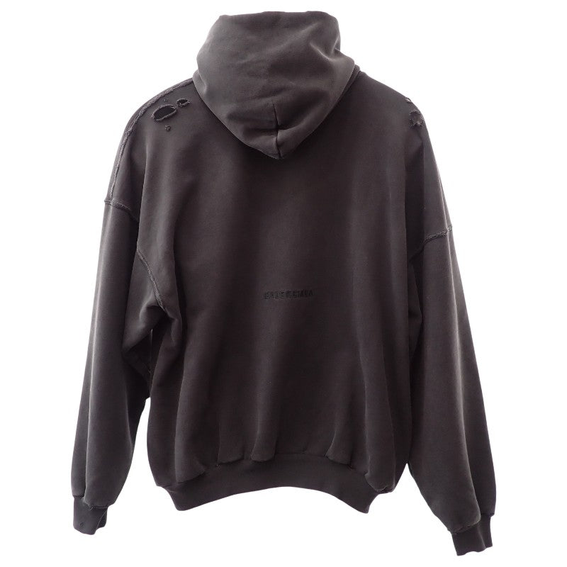 バレンシアガ BALENCIAGA PARIS LIBERTY オーバーサイズ フーディ プルオーバー 24AW 1 739024 TQVS1 1083 パーカー コットン ブラック メンズ レディース【中古】【ABランク】