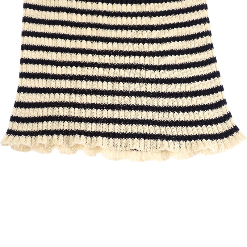 ディオール Dior ディオリビエラ ショートスリーブ 38 444S15AM779 ニット コットン アイボリー ネイビーブルー レディース【中古】【Aランク】