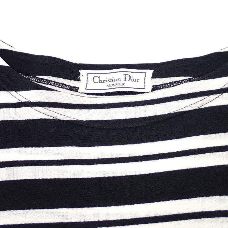 ディオール Dior MONSIEUR ボーダー M MS8099 半袖Tシャツ コットン ブラック ホワイト メンズ レディース【中古】【ABランク】