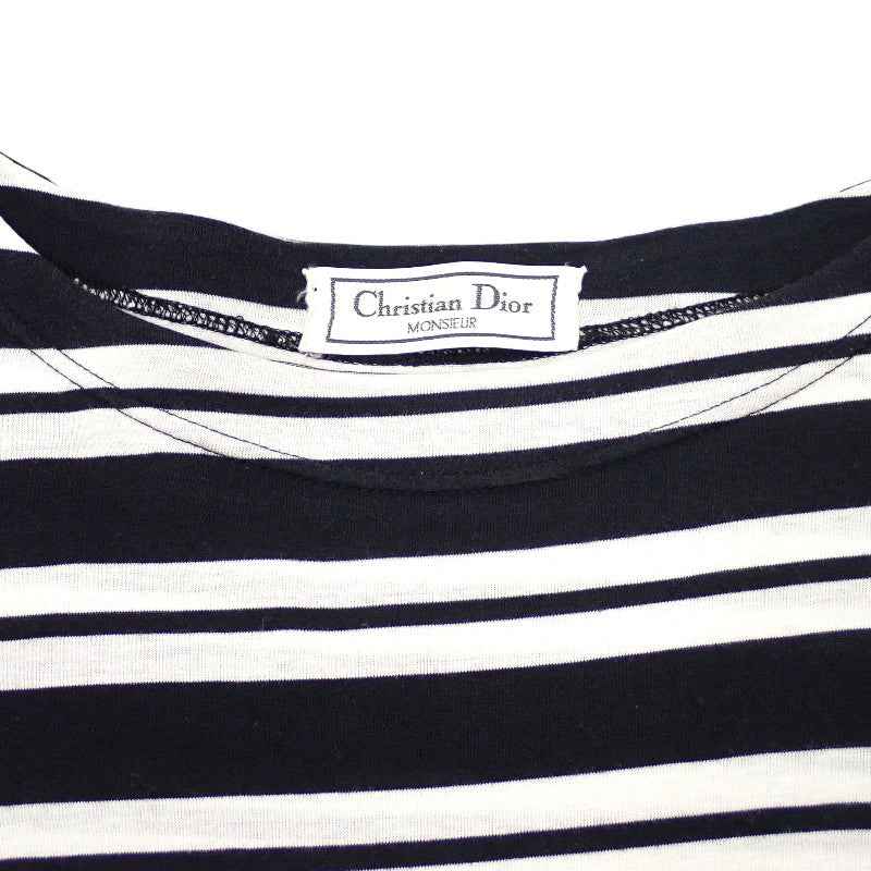 ディオール Dior MONSIEUR ボーダー M MS8099 半袖Tシャツ コットン ブラック ホワイト メンズ レディース【中古】【ABランク】