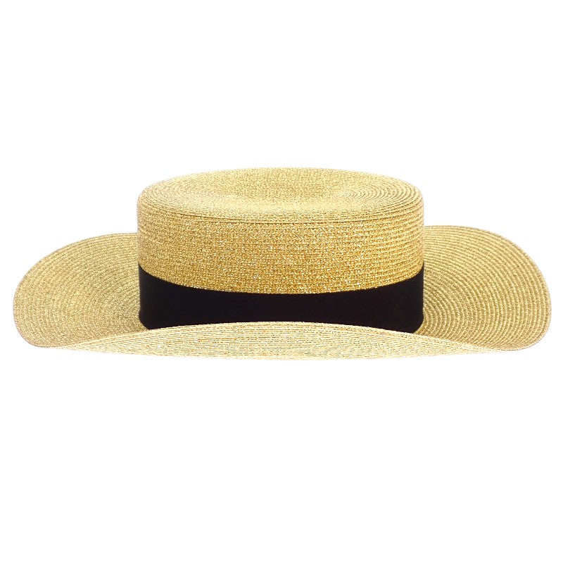 グッチ GUCCI BEE パピエハット ラメファブリック M 4546673HA288060 ハット ストロー ゴールド ブラック レディース【中古】【Aランク】