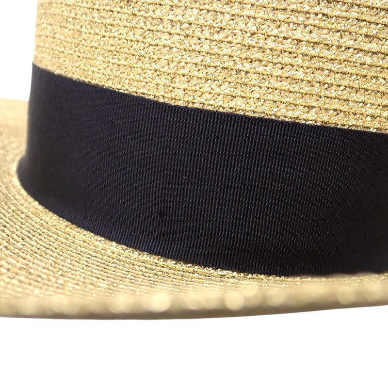 グッチ GUCCI BEE パピエハット ラメファブリック M 4546673HA288060 ハット ストロー ゴールド ブラック レディース【中古】【Aランク】