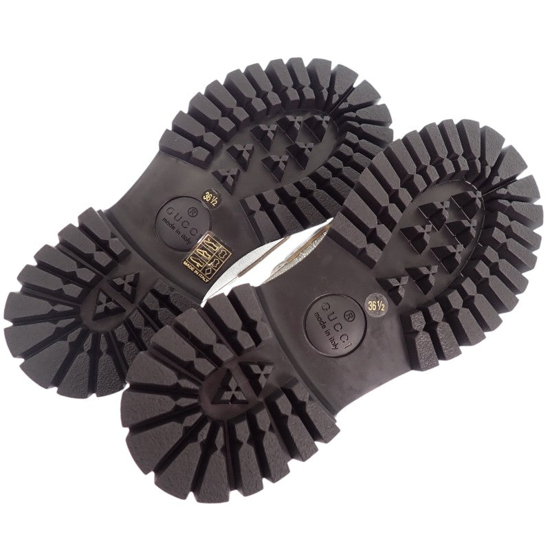 グッチ GUCCI ホースビットBEE 653884 HW940 8106 ローファー カーフ メタリックシルバー ゴールド ブラック ゴールド金具 36 1/2 日本サイズ23.5cm レディース【中古】【Aランク】