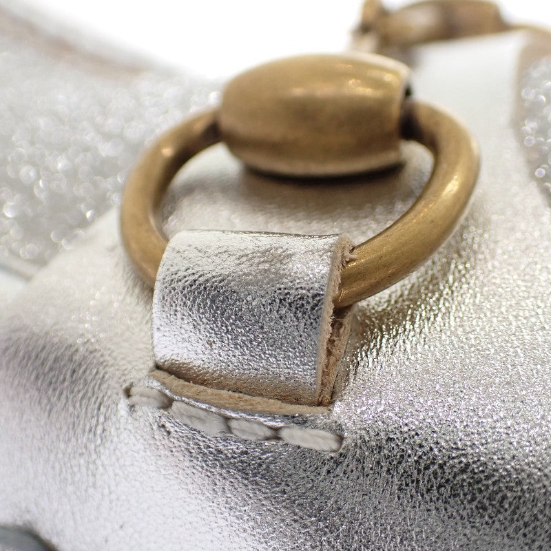 グッチ GUCCI ホースビットBEE 653884 HW940 8106 ローファー カーフ メタリックシルバー ゴールド ブラック ゴールド金具 36 1/2 日本サイズ23.5cm レディース【中古】【Aランク】