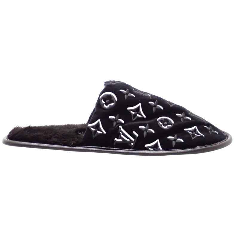 ルイヴィトン LOUIS VUITTON LVスイート・ラインミュール その他靴 ベルベット ミンクファー ブラック メンズ【中古】【Aランク】