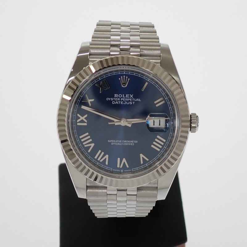 ロレックス ROLEX デイトジャスト 41 126334 腕時計 K18ホワイトゴールド ステンレススチール 自動巻き ブライトブルー文字盤 メンズ【中古】【SAランク】