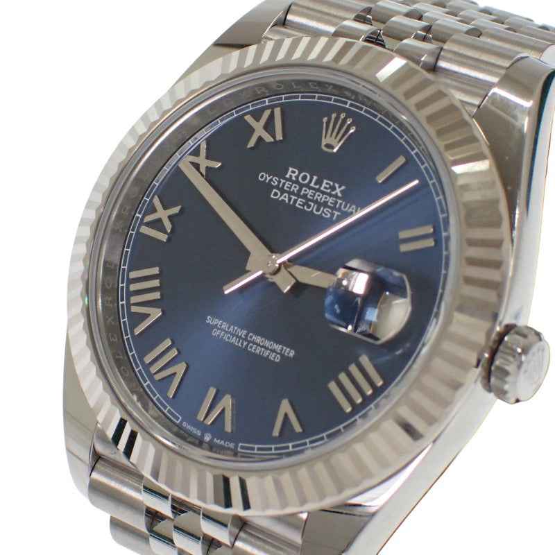 ロレックス ROLEX デイトジャスト 41 126334 腕時計 K18ホワイトゴールド ステンレススチール 自動巻き ブライトブルー文字盤 メンズ【中古】【SAランク】