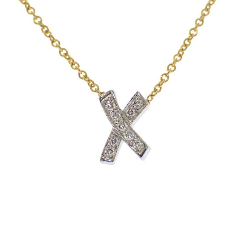 ティファニー TIFFANY&Co. パロマ・ピカソ キス クロス ネックレス K18イエローゴールド Pt950プラチナ ダイヤモンド レディース【中古】【Aランク】
