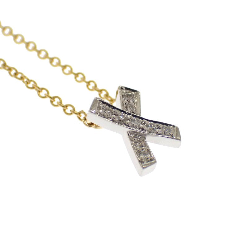 ティファニー TIFFANY&Co. パロマ・ピカソ キス クロス ネックレス K18イエローゴールド Pt950プラチナ ダイヤモンド レディース【中古】【Aランク】