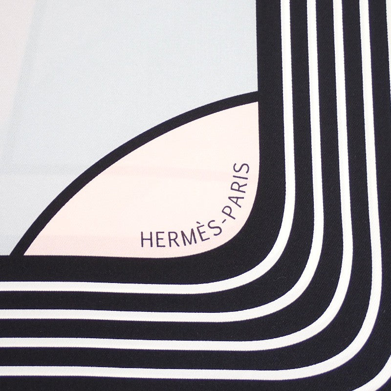 エルメス HERMES カレ90 Anamorphee アナモルフェ H002778S06 スカーフ シルク ブラック ホワイト ピンク レディース【中古】【SAランク】