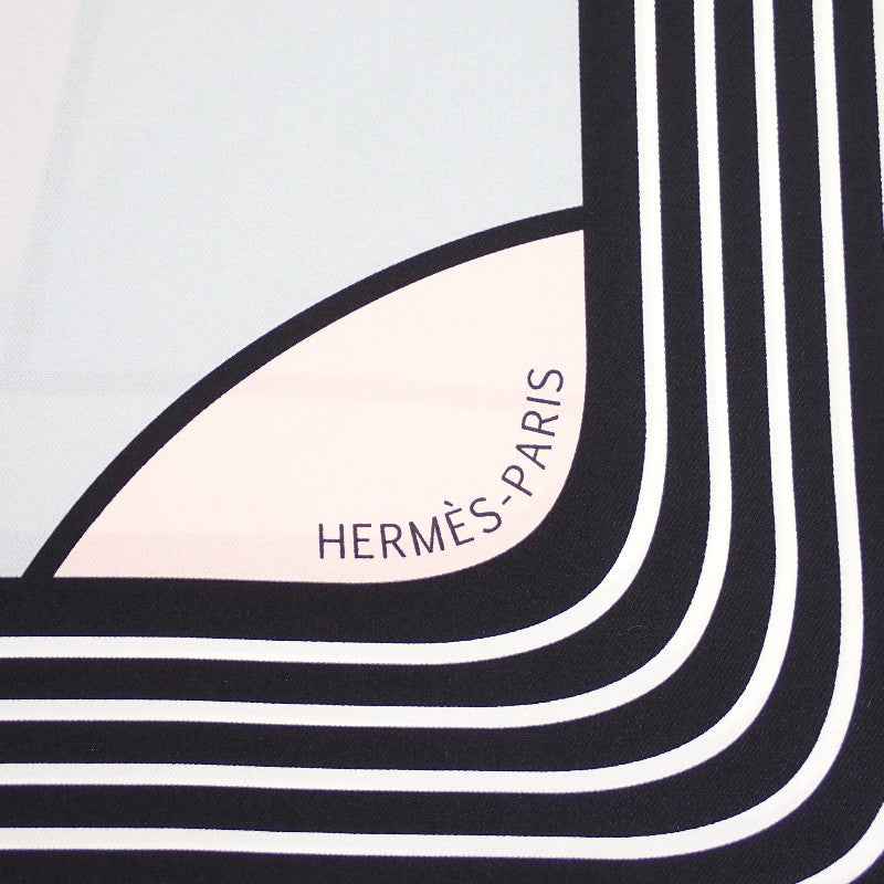 エルメス HERMES カレ90 Anamorphee アナモルフェ H002778S06 スカーフ シルク ブラック ホワイト ピンク レディース【中古】【SAランク】