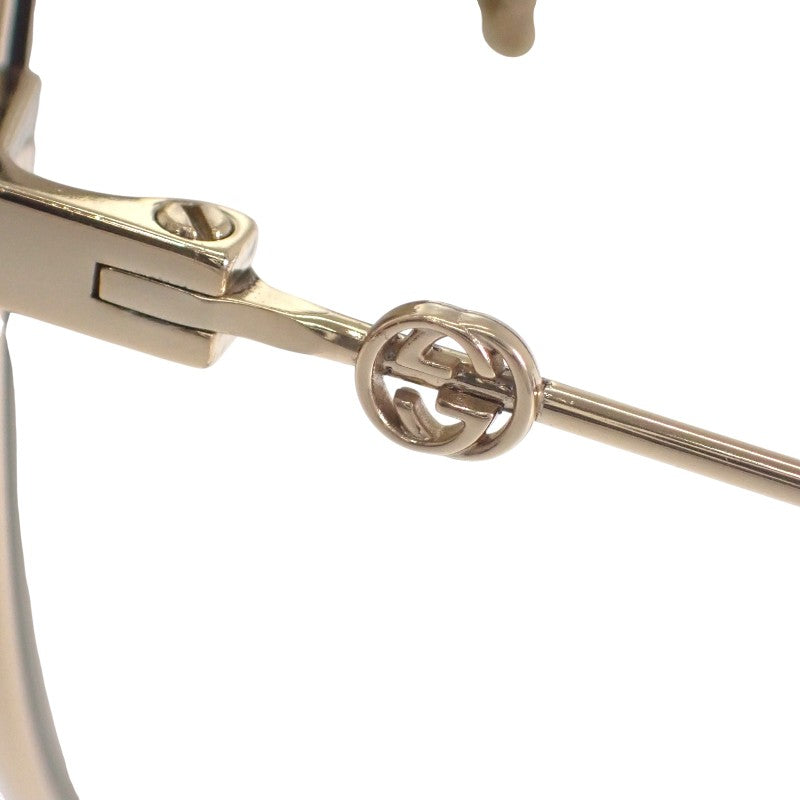 グッチ GUCCI インターロッキングG GG0395SK サングラス メタル ゴールド ブラウン レッド レディース メンズ ユニセックス【中古】【Aランク】
