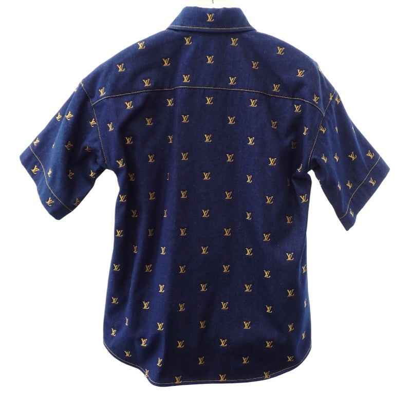 ルイヴィトン LOUIS VUITTON ショートスリーブデニムシャツ 半袖シャツ コットン ネイビー メンズ【中古】【Aランク】