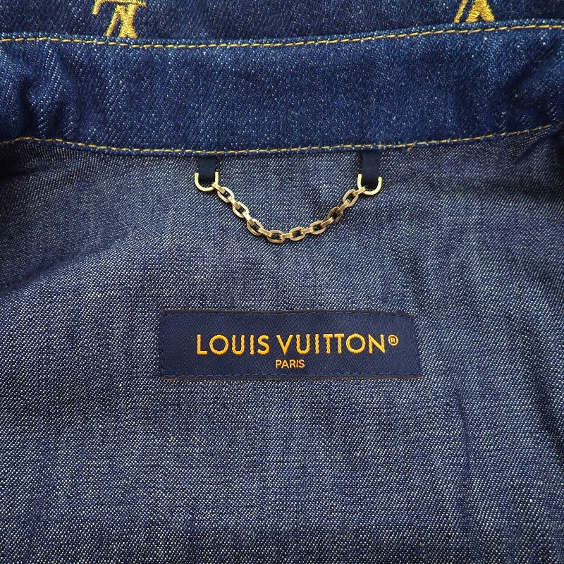 ルイヴィトン LOUIS VUITTON ショートスリーブデニムシャツ 半袖シャツ コットン ネイビー メンズ【中古】【Aランク】