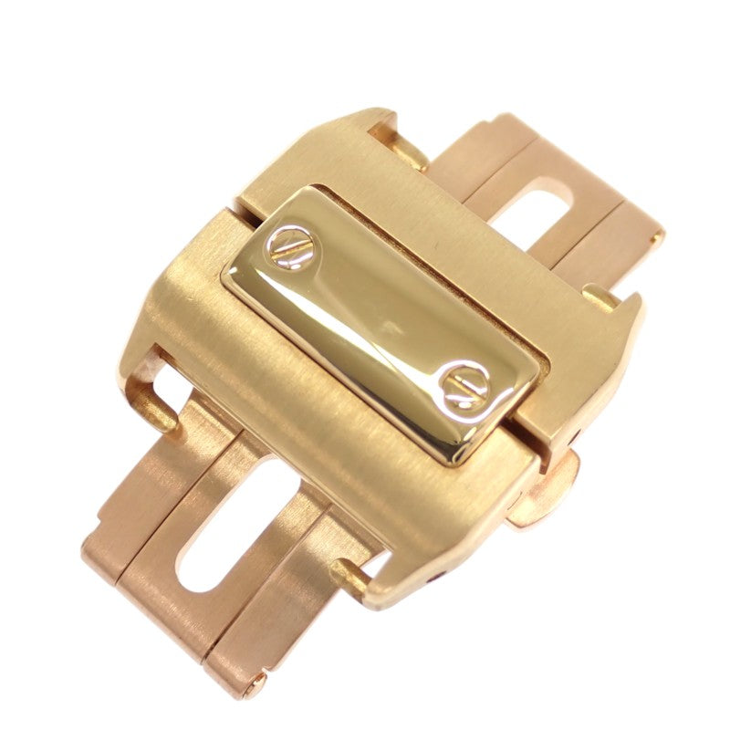 カルティエ CARTIER サントス100 MM W20112Y1 腕時計 K18イエローゴールド レザー 金色 ブラック 自動巻き ホワイト文字盤 ゴールド金具 ボーイズ メンズ レディース ユニセックス【中古】【Aランク】