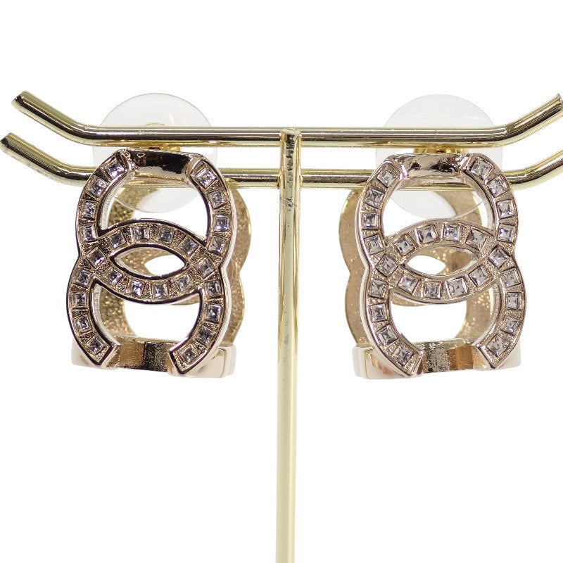 シャネル CHANEL トリプルココマーク フープピアス B23B ピアス メタル クリスタル ゴールド レディース【中古】【Aランク】