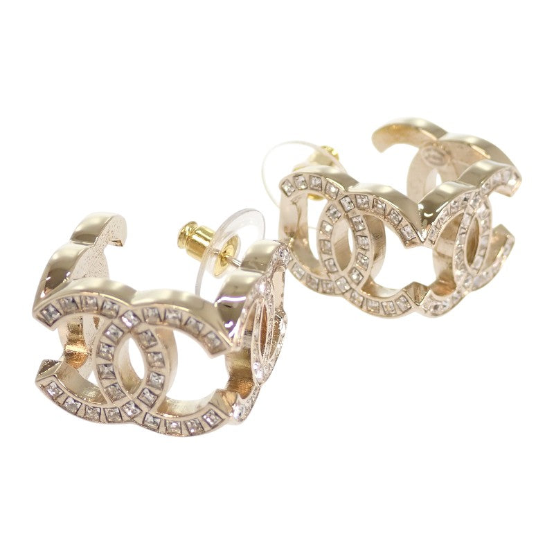 シャネル CHANEL トリプルココマーク フープピアス B23B ピアス メタル クリスタル ゴールド レディース【中古】【Aランク】