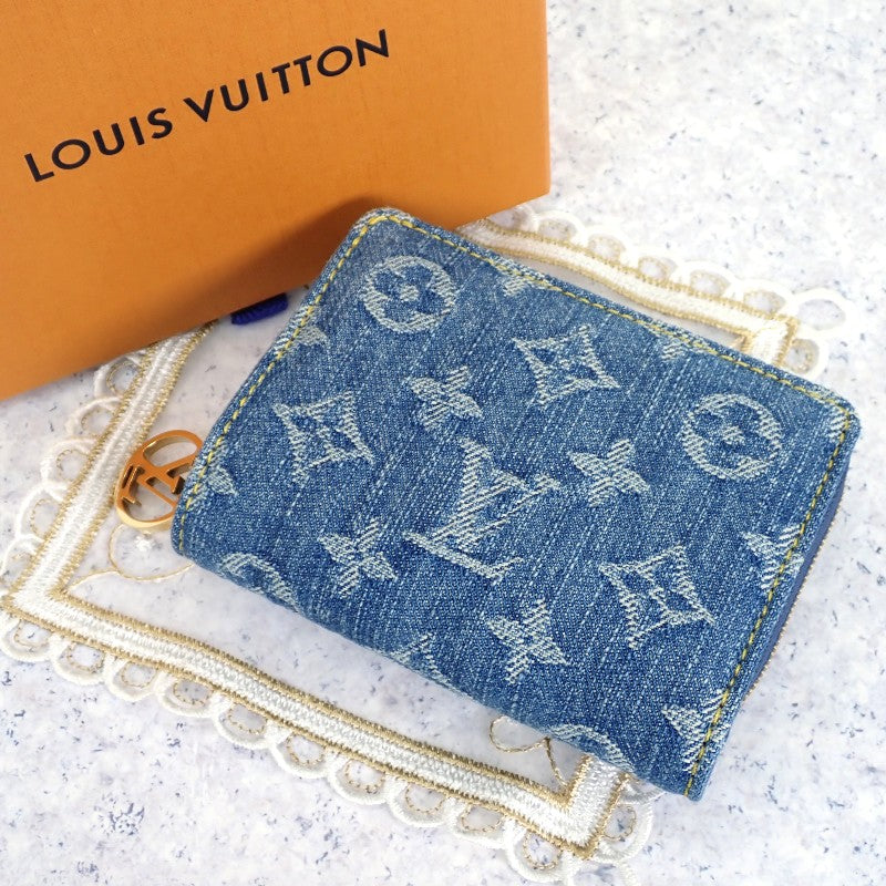 ルイヴィトン LOUIS VUITTON ポルトフォイユ・ルー 日本限定 M83160 二つ折り財布 モノグラムデニム ブルー ゴールド金具 レディース【中古】【Aランク】