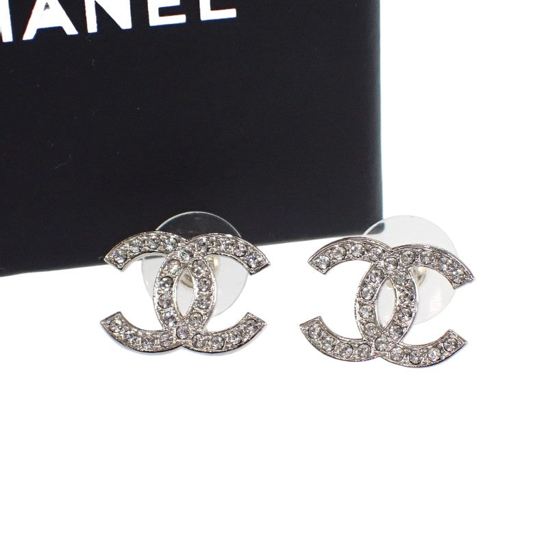 シャネル CHANEL ココマーク スタッドピアス D23K ピアス メタル クリスタル シルバー レディース【中古】【Aランク】