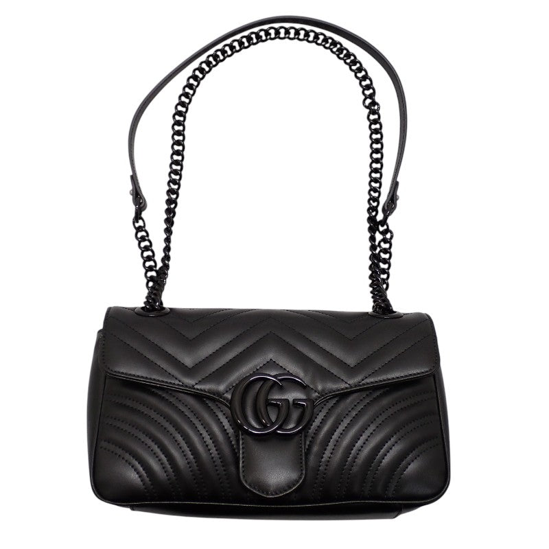 グッチ GUCCI GGマーモント スモール 443497 ショルダーバッグ カーフ ソーブラック レディース【中古】【Aランク】