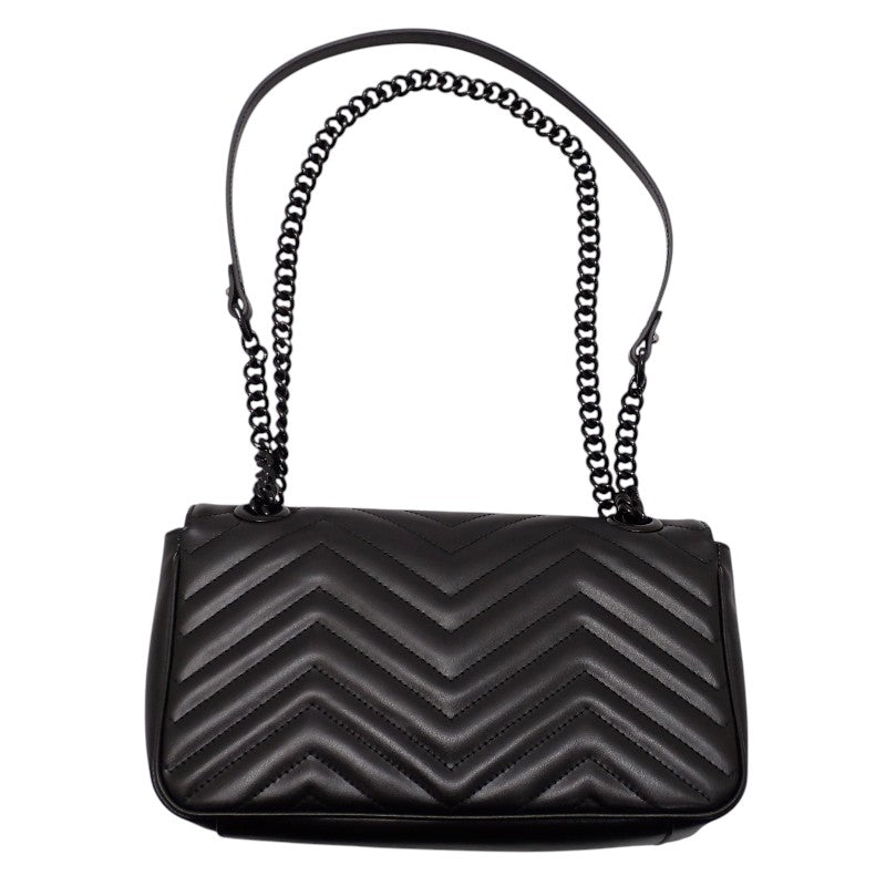 グッチ GUCCI GGマーモント スモール 443497 ショルダーバッグ カーフ ソーブラック レディース【中古】【Aランク】