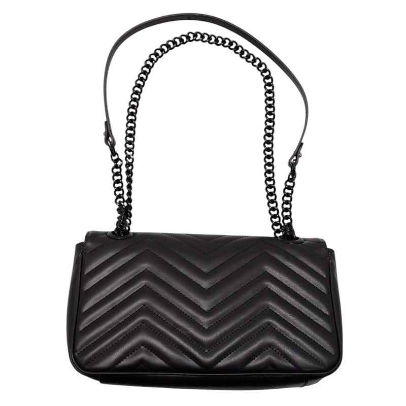 グッチ GUCCI GGマーモント スモール 443497 ショルダーバッグ カーフ ソーブラック レディース【中古】【Aランク】