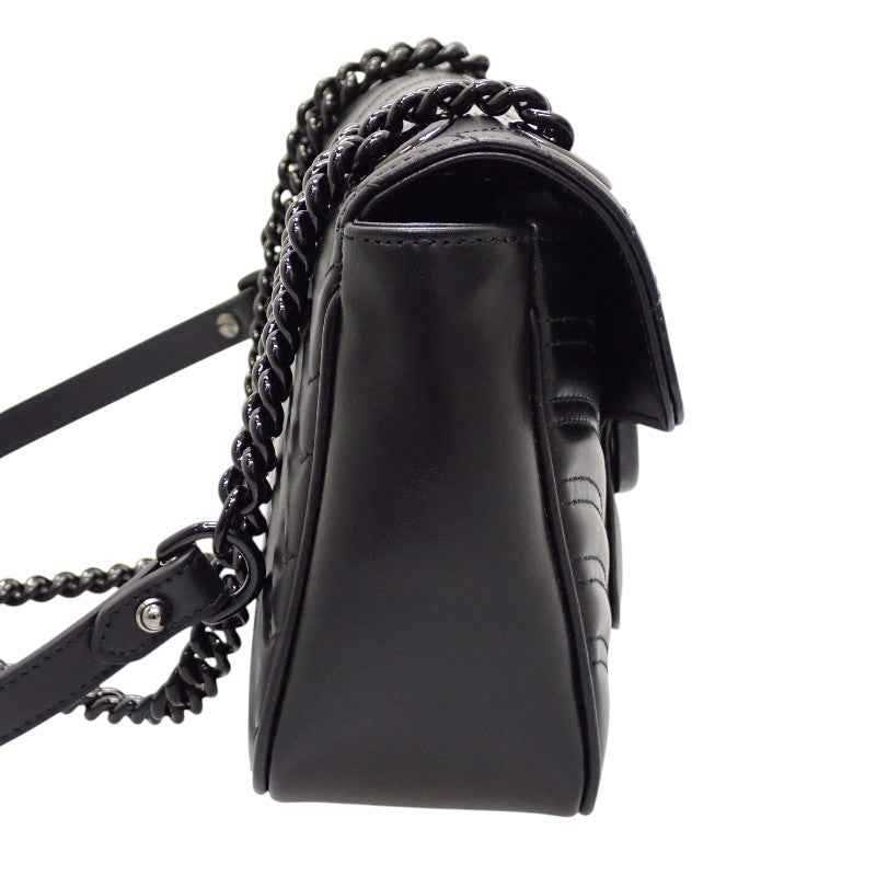 グッチ GUCCI GGマーモント スモール 443497 ショルダーバッグ カーフ ソーブラック レディース【中古】【Aランク】