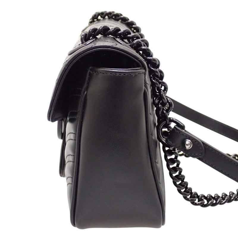 グッチ GUCCI GGマーモント スモール 443497 ショルダーバッグ カーフ ソーブラック レディース【中古】【Aランク】