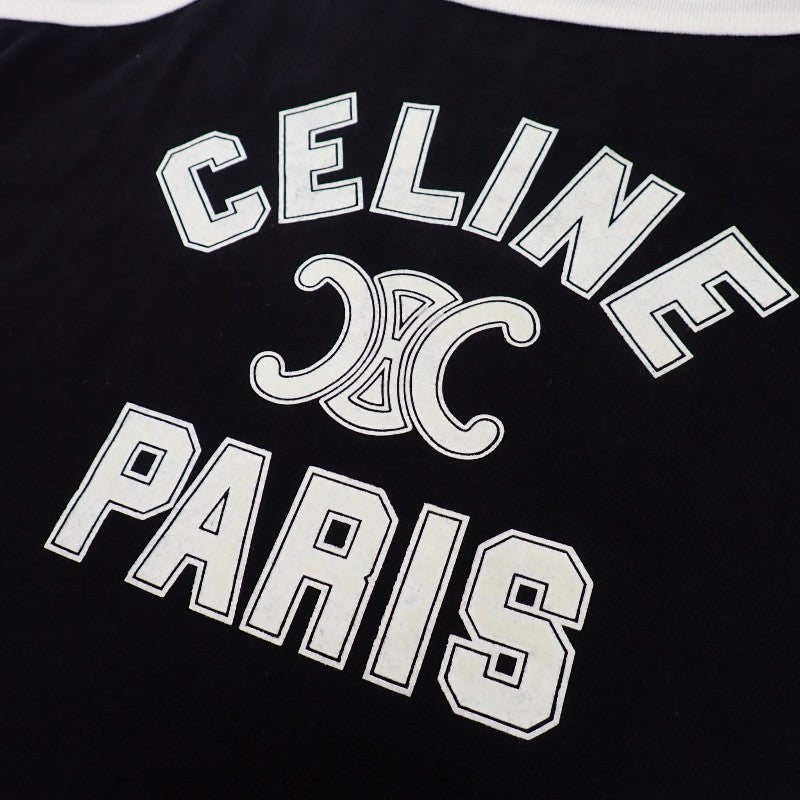 セリーヌ CELINE トリオンフ ロゴ キャミソール 38 2X89D507Z.38CR タンクトップ コットン ブラック レディース【中古】【ABランク】