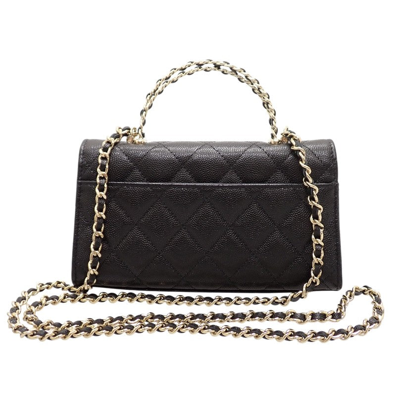 シャネル CHANEL マトラッセフォンケース AP3238 B10307 94305 2WAYバッグ ハンドバッグ ショルダーバッグ キャビアスキン ブラック 黒 ゴールド金具 レディース【中古】【Aランク】