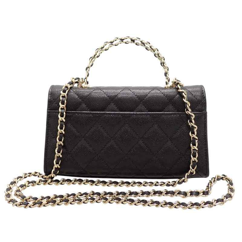 シャネル CHANEL マトラッセフォンケース AP3238 B10307 94305 2WAYバッグ ハンドバッグ ショルダーバッグ キャビアスキン ブラック 黒 ゴールド金具 レディース【中古】【Aランク】