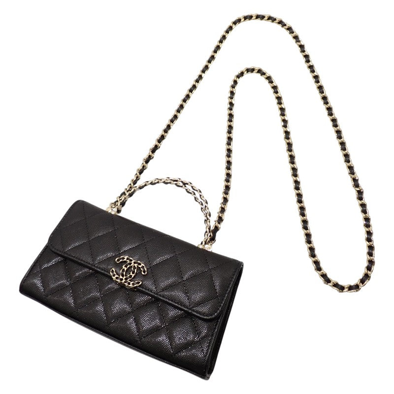 シャネル CHANEL マトラッセフォンケース AP3238 B10307 94305 2WAYバッグ ハンドバッグ ショルダーバッグ キャビアスキン ブラック 黒 ゴールド金具 レディース【中古】【Aランク】