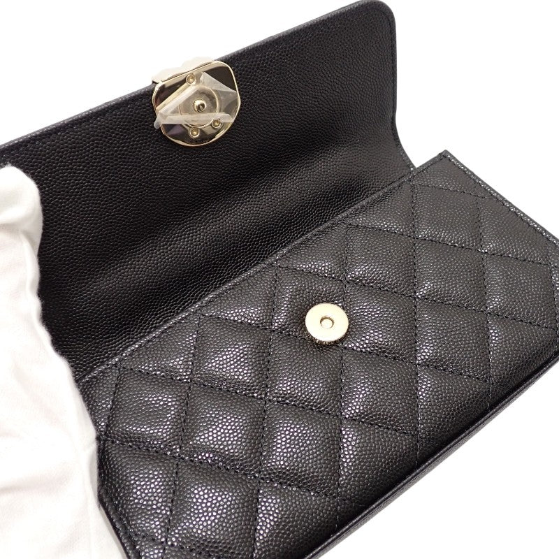 シャネル CHANEL マトラッセフォンケース AP3238 B10307 94305 2WAYバッグ ハンドバッグ ショルダーバッグ キャビアスキン ブラック 黒 ゴールド金具 レディース【中古】【Aランク】