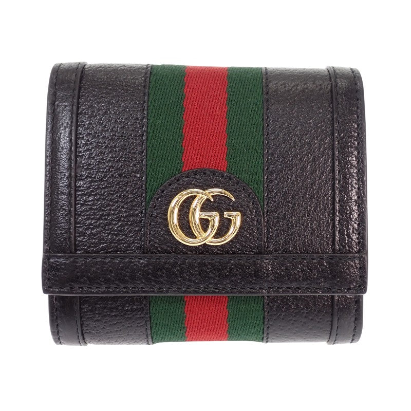 グッチ GUCCI オフディアウォレット 719887 DJ2DG 1060 二つ折り財布 レザー ブラック ゴールド金具 レディース メンズ ユニセックス【中古】【SAランク】