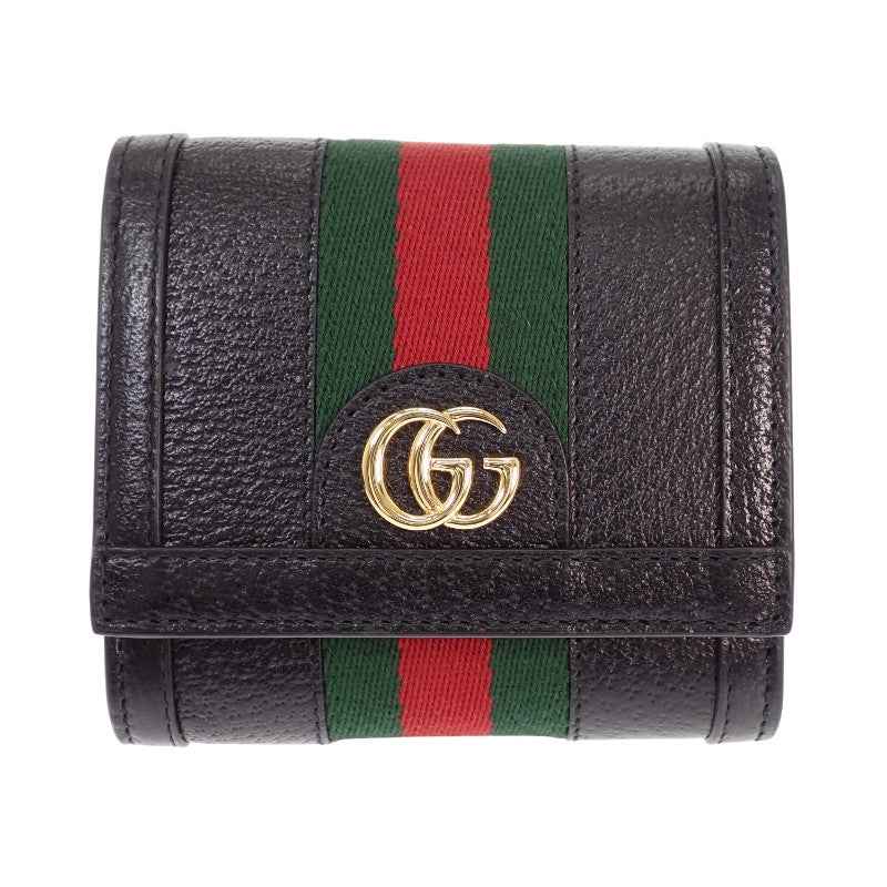 グッチ GUCCI オフディアウォレット 719887 DJ2DG 1060 二つ折り財布 レザー ブラック ゴールド金具 レディース メンズ ユニセックス【中古】【SAランク】