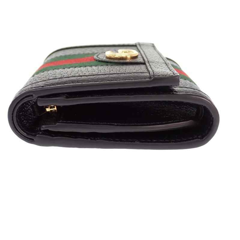 グッチ GUCCI オフディアウォレット 719887 DJ2DG 1060 二つ折り財布 レザー ブラック ゴールド金具 レディース メンズ ユニセックス【中古】【SAランク】