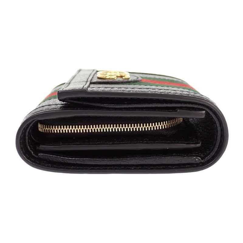 グッチ GUCCI オフディアウォレット 719887 DJ2DG 1060 二つ折り財布 レザー ブラック ゴールド金具 レディース メンズ ユニセックス【中古】【SAランク】