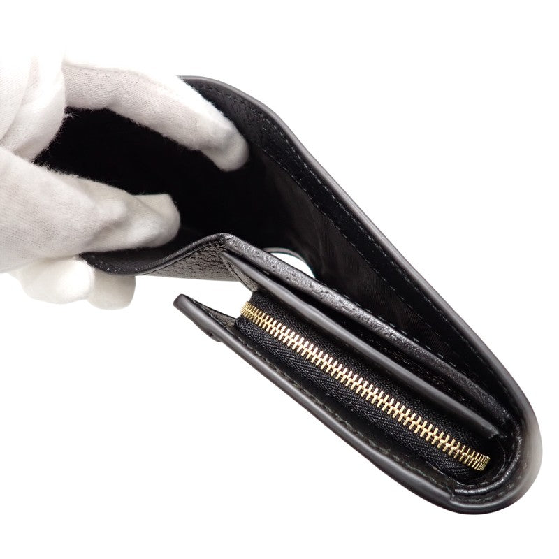 グッチ GUCCI オフディアウォレット 719887 DJ2DG 1060 二つ折り財布 レザー ブラック ゴールド金具 レディース メンズ ユニセックス【中古】【SAランク】