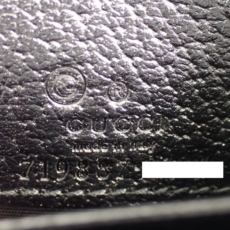 グッチ GUCCI オフディアウォレット 719887 DJ2DG 1060 二つ折り財布 レザー ブラック ゴールド金具 レディース メンズ ユニセックス【中古】【SAランク】