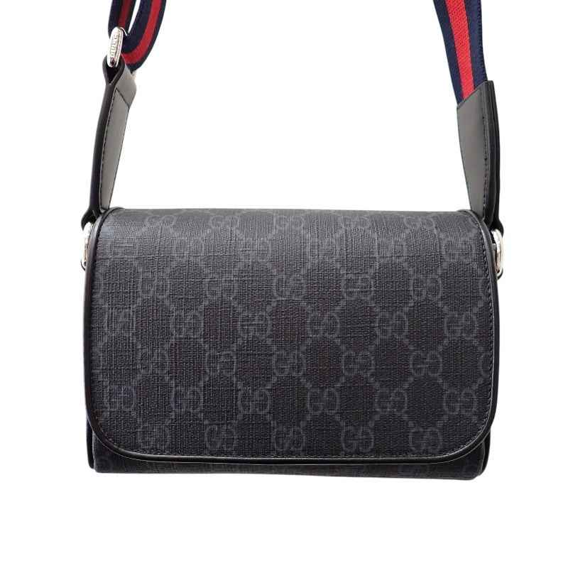 グッチ GUCCI GGスーパーミニ 791741_FADJA_1042 ショルダーバッグ ポリウレタン ブラック レッド メンズ【中古】【SAランク】