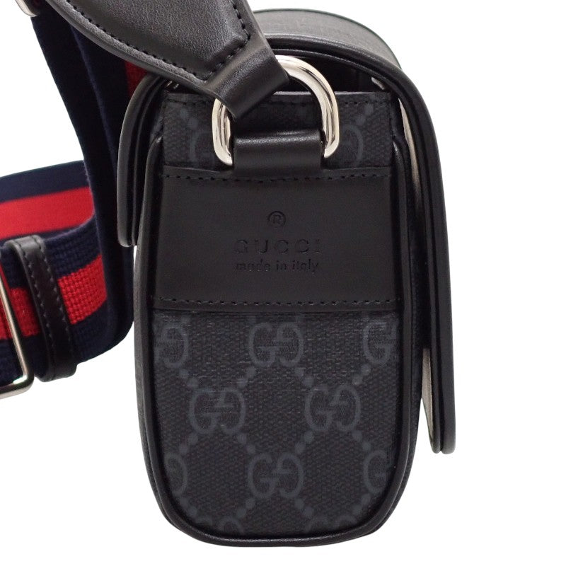 グッチ GUCCI GGスーパーミニ 791741_FADJA_1042 ショルダーバッグ ポリウレタン ブラック レッド メンズ【中古】【SAランク】