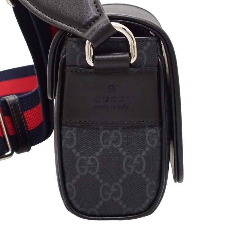 グッチ GUCCI GGスーパーミニ 791741_FADJA_1042 ショルダーバッグ ポリウレタン ブラック レッド メンズ【中古】【SAランク】
