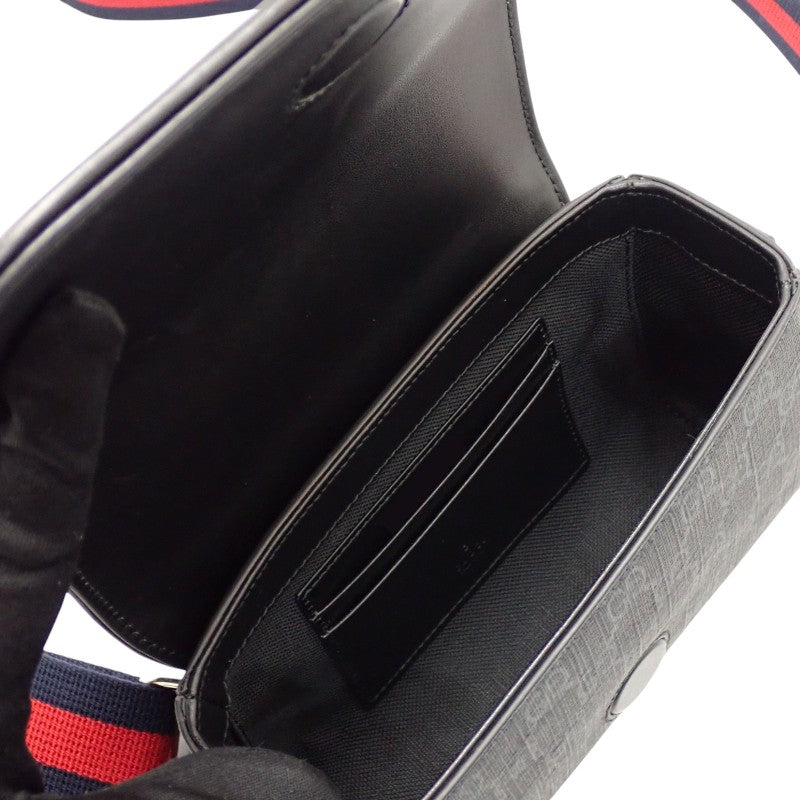 グッチ GUCCI GGスーパーミニ 791741_FADJA_1042 ショルダーバッグ ポリウレタン ブラック レッド メンズ【中古】【SAランク】