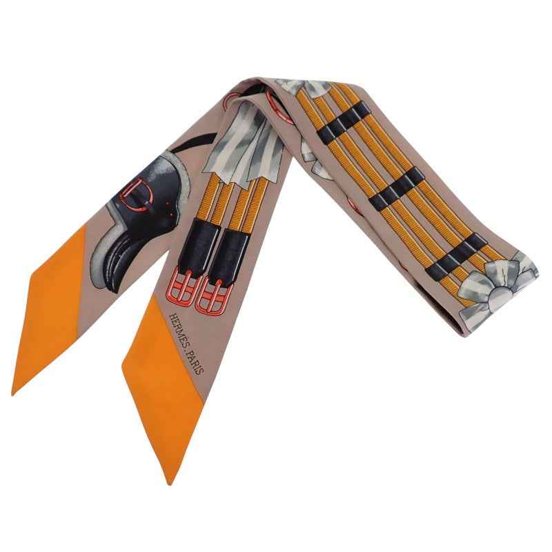 ちゃんちゃんエルメス HERMES ツイリー　スカーフ　ツイルアップ エルメス HERMES ツイリー Jumping スカーフ シルク ベージュサンドル