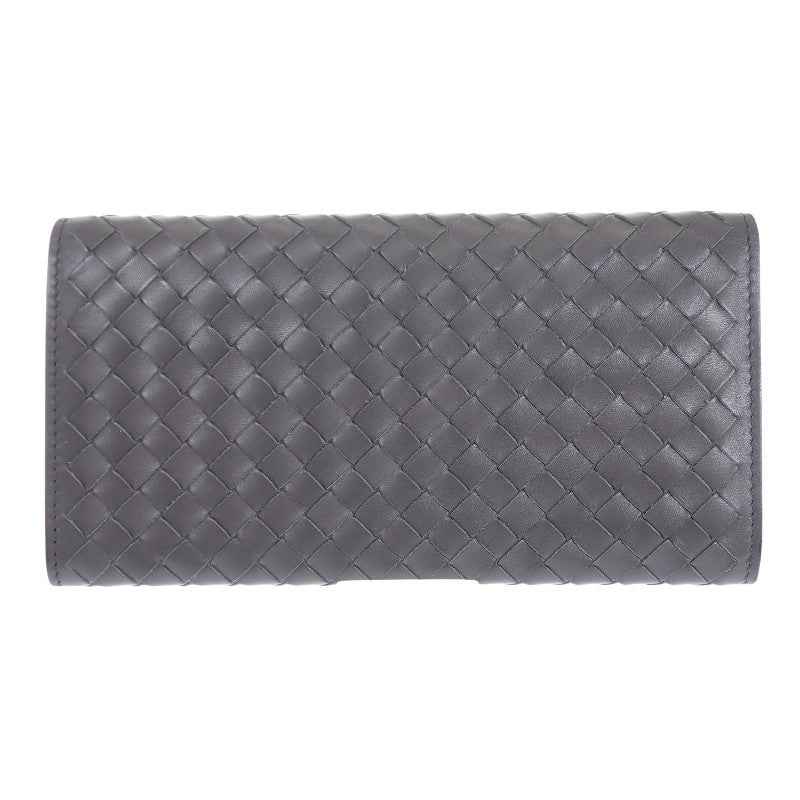 ボッテガヴェネタ BOTTEGA VENETA ロングウォレット 156819 長財布 イントレチャート グレー メンズ【中古】【ABランク】
