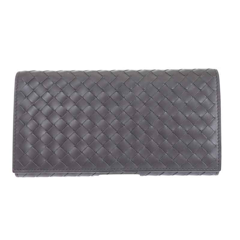 ボッテガヴェネタ BOTTEGA VENETA ロングウォレット 156819 長財布 イントレチャート グレー メンズ【中古】【ABランク】